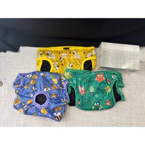 Reusable Washable Dog Diapers Bundle - L - 3 Pack - Adjustable Fit With Fun Patt